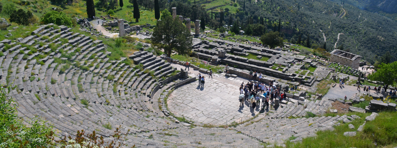 Delphi: the theater and the temple of Apollo